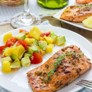 Oven Baked Salmon with Mango Avocado Salsa