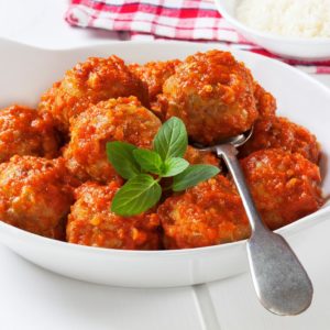 Eggplant Meatballs with Marinara Sauce and Spaghetti