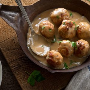 Turkey Meatballs Stroganoff with Egg Noodles