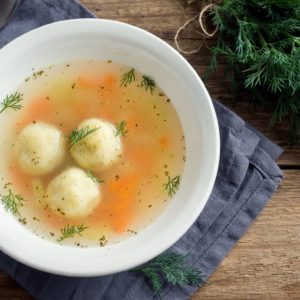 Vegetarian Matzo Ball Soup with Homemade Stock and Saffron