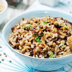 Basmati and Wild Rice with Lentils and Caramelized Shallots-Diabetes Friendly