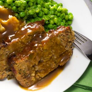 Maitake Mushroom and Bacon Meatloaf with Red Wine Sauce