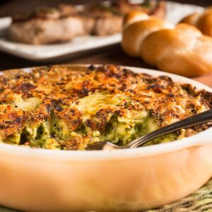 Three Cheese Pesto Baked Orecchiette