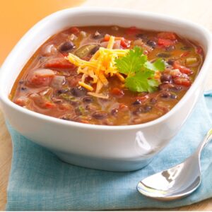 Southwestern Chicken Soup with Fried Corn Tortilla