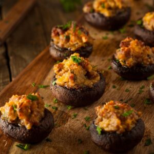 Italian Sausage Stuffed Mushrooms with Mozzarella and Parmesan Cheese