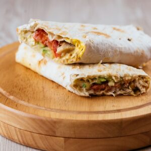 Breakfast Burritos with Eggs, Veggies, Bacon and Cheese
