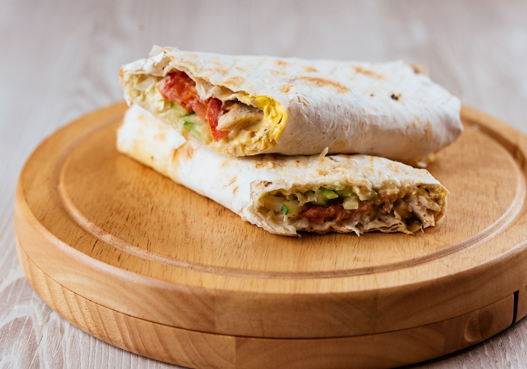 Breakfast Burritos with Eggs, Veggies, Bacon and Cheese