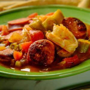 Low Carb Shrimp and Sausage Paleo Skillet