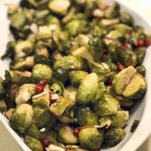 Roasted Dijon Brussels Sprouts with Pomegranate and Sunflower Seeds