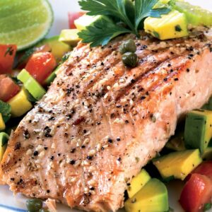 Grilled Salmon with Tomato Lime Salsa