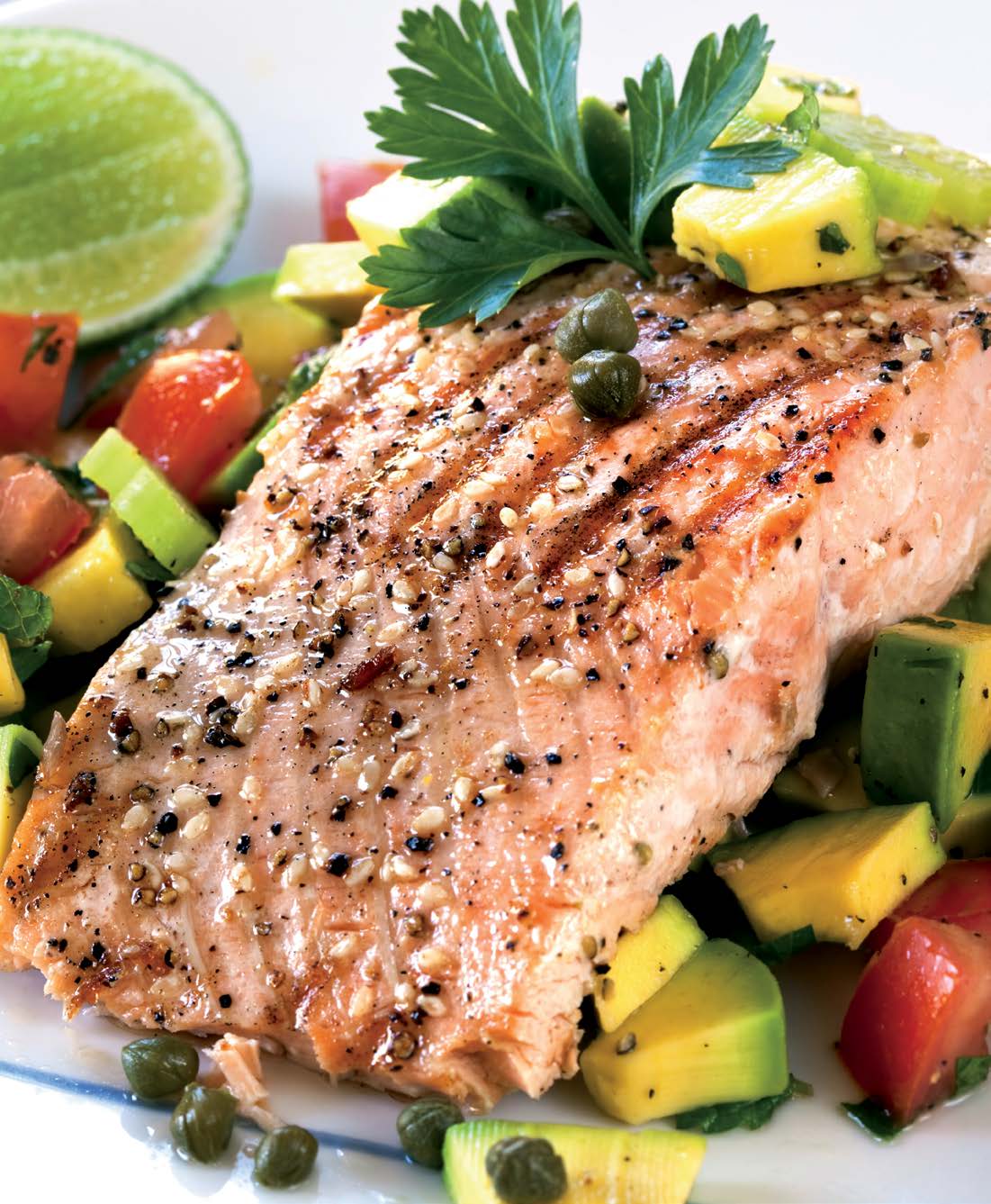Grilled Salmon with Tomato Lime Salsa