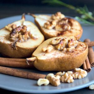 Baked Pear with Walnuts & Cinnamon