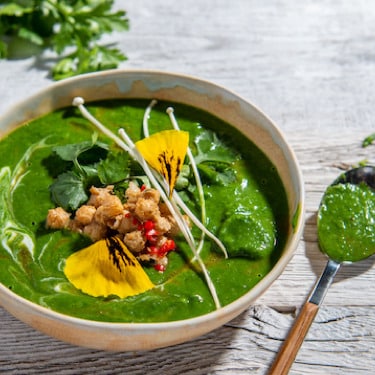 X. Kale Soup with Spicy Chick Peas
