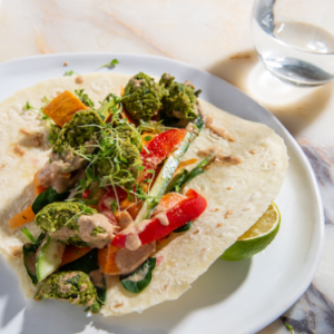 Tacos with Baked Pea Falafel and Veggies