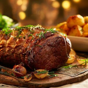 Roast Beef with Sweet Potatoes and Broccoli