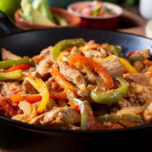 Chicken Fajitas with Guacamole and Pico de Gallo