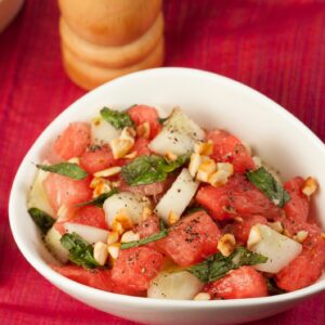 Mojito (non-alcoholic) Watermelon and Cucumber Salad