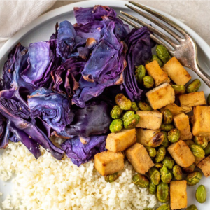 Baked Tofu & Cabbage with Peanut Ginger Sauce
