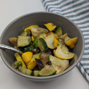 Sauteed Garlic Patty Pan Squash, Zucchini and Eggplant
