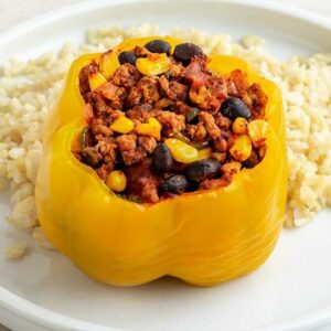 Southwest Stuffed Peppers with Turkey and Brown Rice