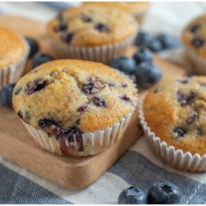 Lemon Blueberry Cottage Cheese Protein Muffins