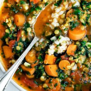 Carrot, Red Lentil, & Spinach Soup