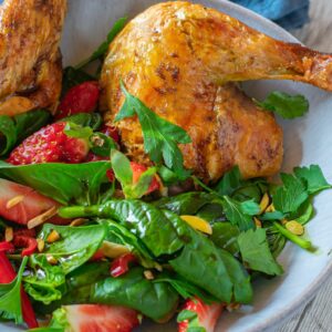 Balsamic Glazed Chicken with Arugula-Strawberry Salad