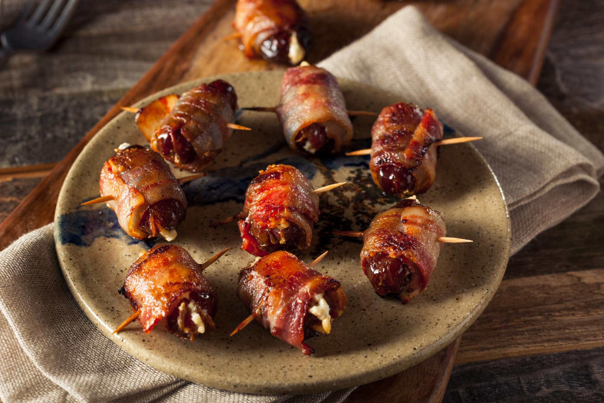 Bacon Wrapped Dates Stuffed with Goat Cheese