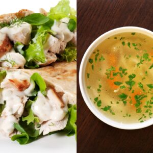 Chicken Salad Pita and Chicken Vegetable Soup