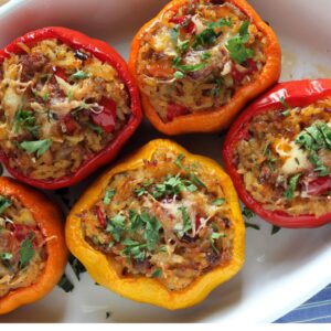 Ground Beef and Wild Rice Stuffed Bell Peppers