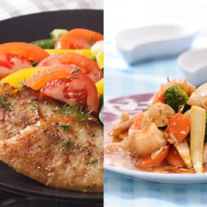 Baked Tilapia with Roasted Veggies and Tilapia Stir-fry