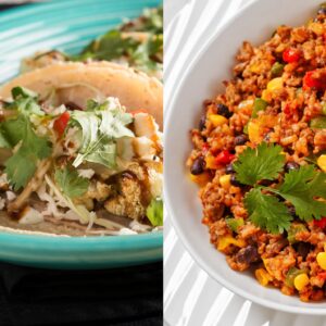 Tofu Tacos with Cabbage Slaw and Tofu Stir-Fry with Black Beans