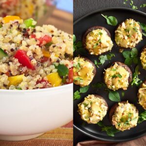 Roasted Veggie Quinoa Bowl and Quinoa Stuffed Portobello Mushrooms