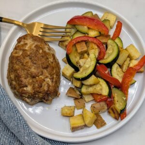 Free-Form Turkey Meatloaf with Roasted Veggies