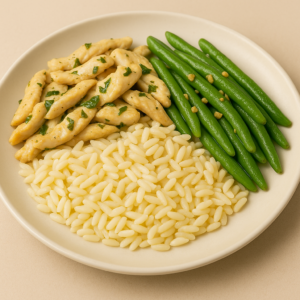 Lemon Basil Chicken with Garlic Green Beans and Orzo-Renal 5 Dialysis