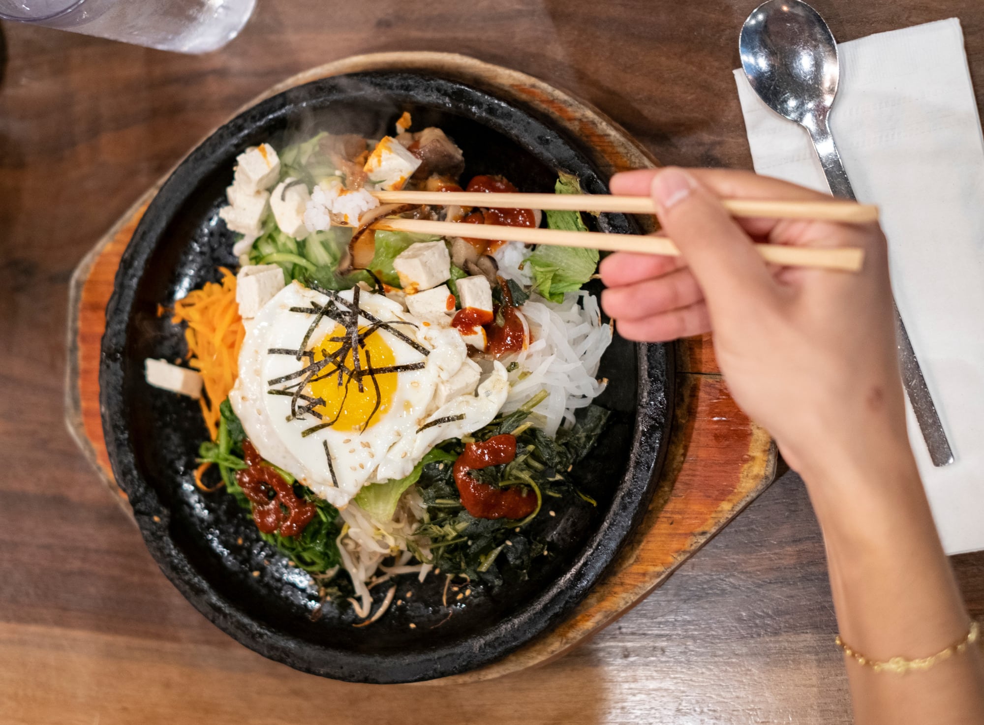 Tofu Bibimbap with Zucchini and Carrot